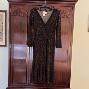 Donna Morgan Black and Brown Patterned Dress